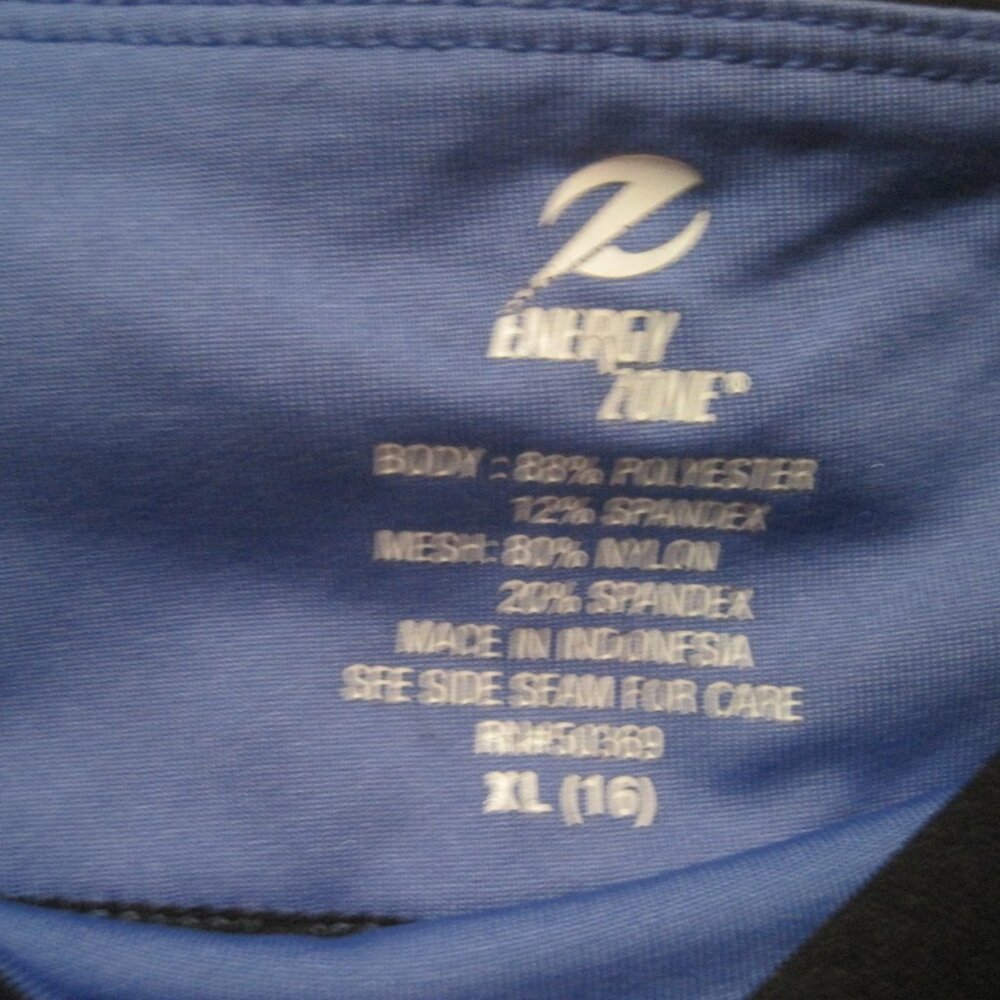ENERGY ZONE Performance Elastic Shorts Womens XL Black Blue Activewear Speed-Dri - Picture 3 of 4